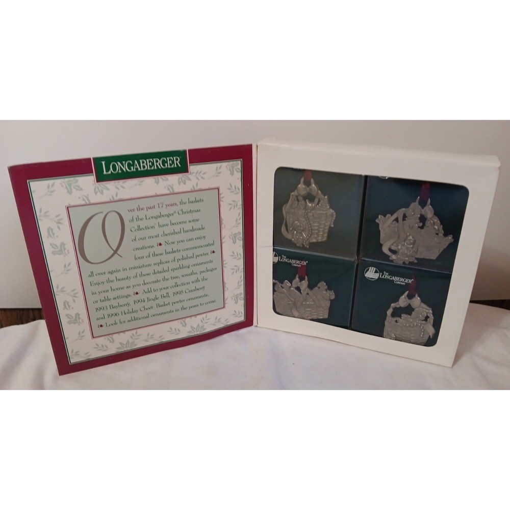 Longaberger Pewter Basket Ornaments Commemorative Christmas Collection 1997 READ